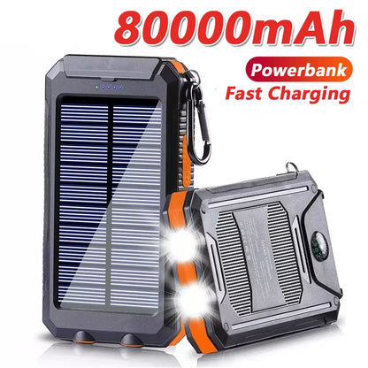Solar Power Bank 80000Mah Portable Charging Poverbank External Battery Charger