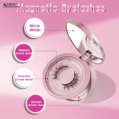 2 Pairs Magnetic Eyelash Natural Look Fluffy False Eyelashes Reusable Magnetic Eyelash Set