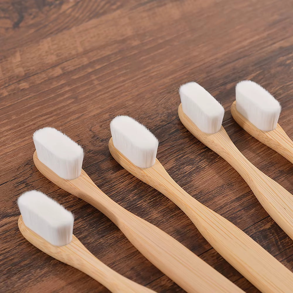 5Pcs Ultra Fine Soft Toothbrush Million Bristle Adults Bamboo Toothbrush Vegan Teeth Deep Cleaning Dental Oral Care Tooth Brush - EditWell