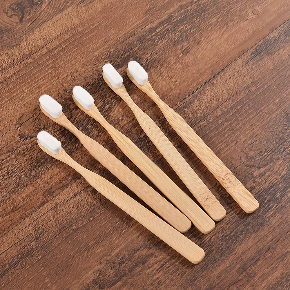 5Pcs Ultra Fine Soft Toothbrush Million Bristle Adults Bamboo Toothbrush Vegan Teeth Deep Cleaning Dental Oral Care Tooth Brush - EditWell