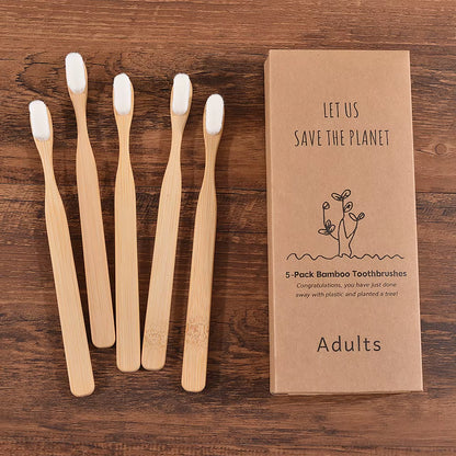 5Pcs Ultra Fine Soft Toothbrush Million Bristle Adults Bamboo Toothbrush Vegan Teeth Deep Cleaning Dental Oral Care Tooth Brush - EditWell
