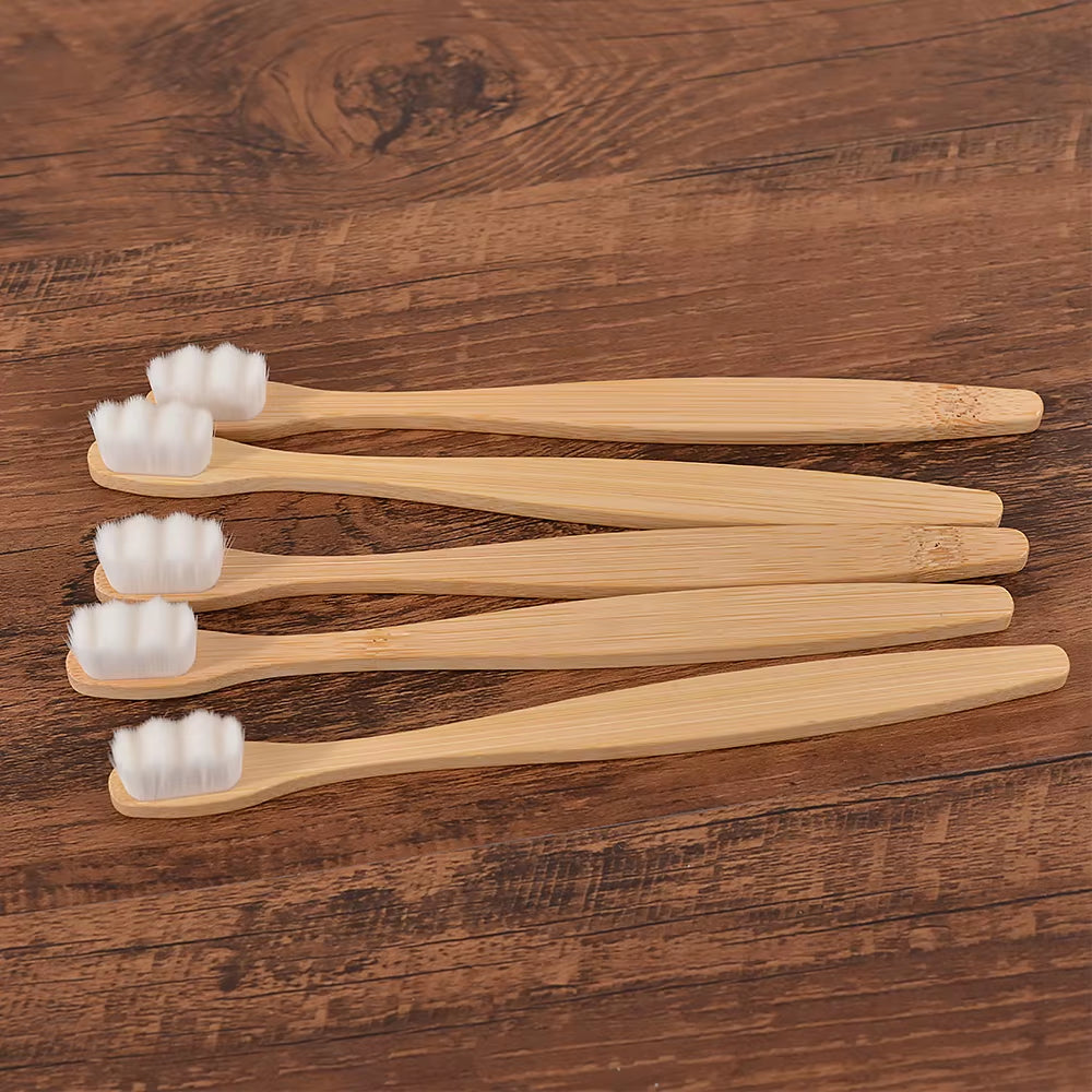 5Pcs Ultra Fine Soft Toothbrush Million Bristle Adults Bamboo Toothbrush Vegan Teeth Deep Cleaning Dental Oral Care Tooth Brush - EditWell