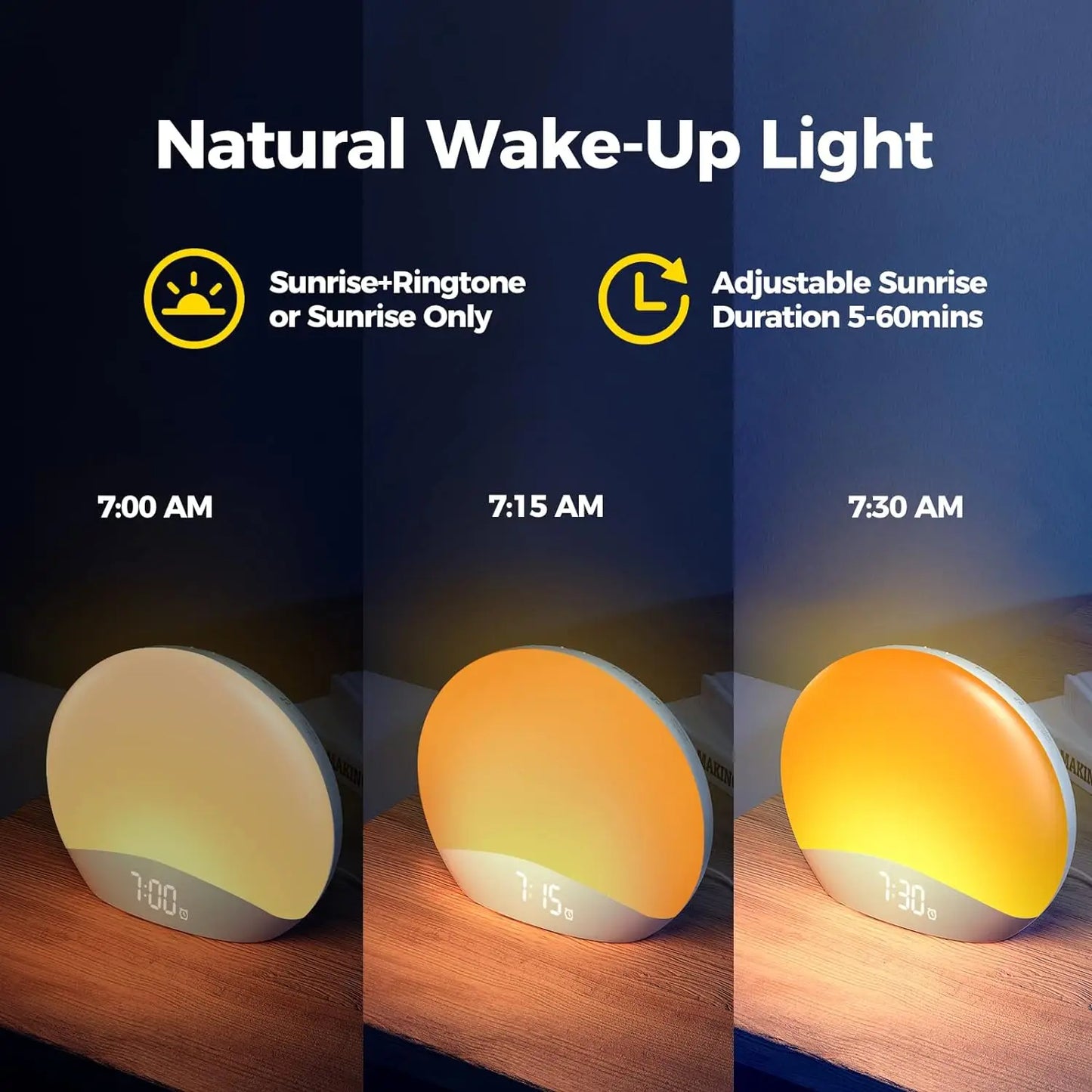 Awakening Sunrise Alarm Clock Table Clock Dimmable Timer Night Light