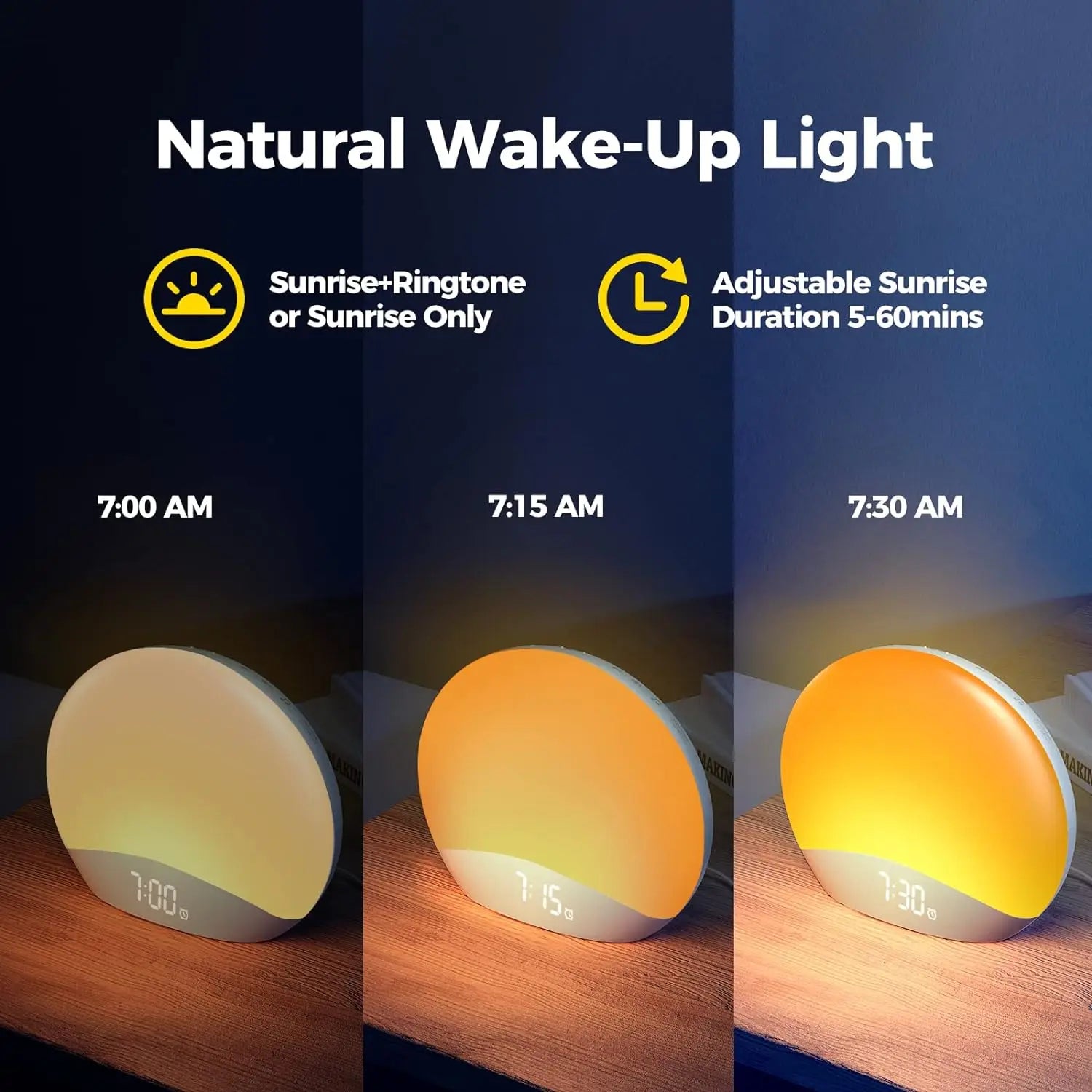 Awakening Sunrise Alarm Clock Table Clock Dimmable Timer Night Light