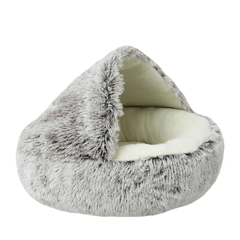 Premium Soft Plush Round Pet Bed with Removable Cover - 2-in-1 Sleeping Nest for Cats and Small Dogs - Ideal for Winter Comfort