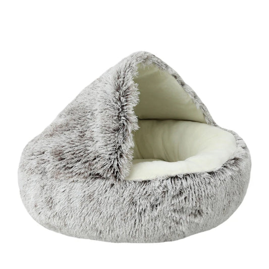 Premium Soft Plush Round Pet Bed with Removable Cover - 2-in-1 Sleeping Nest for Cats and Small Dogs - Ideal for Winter Comfort