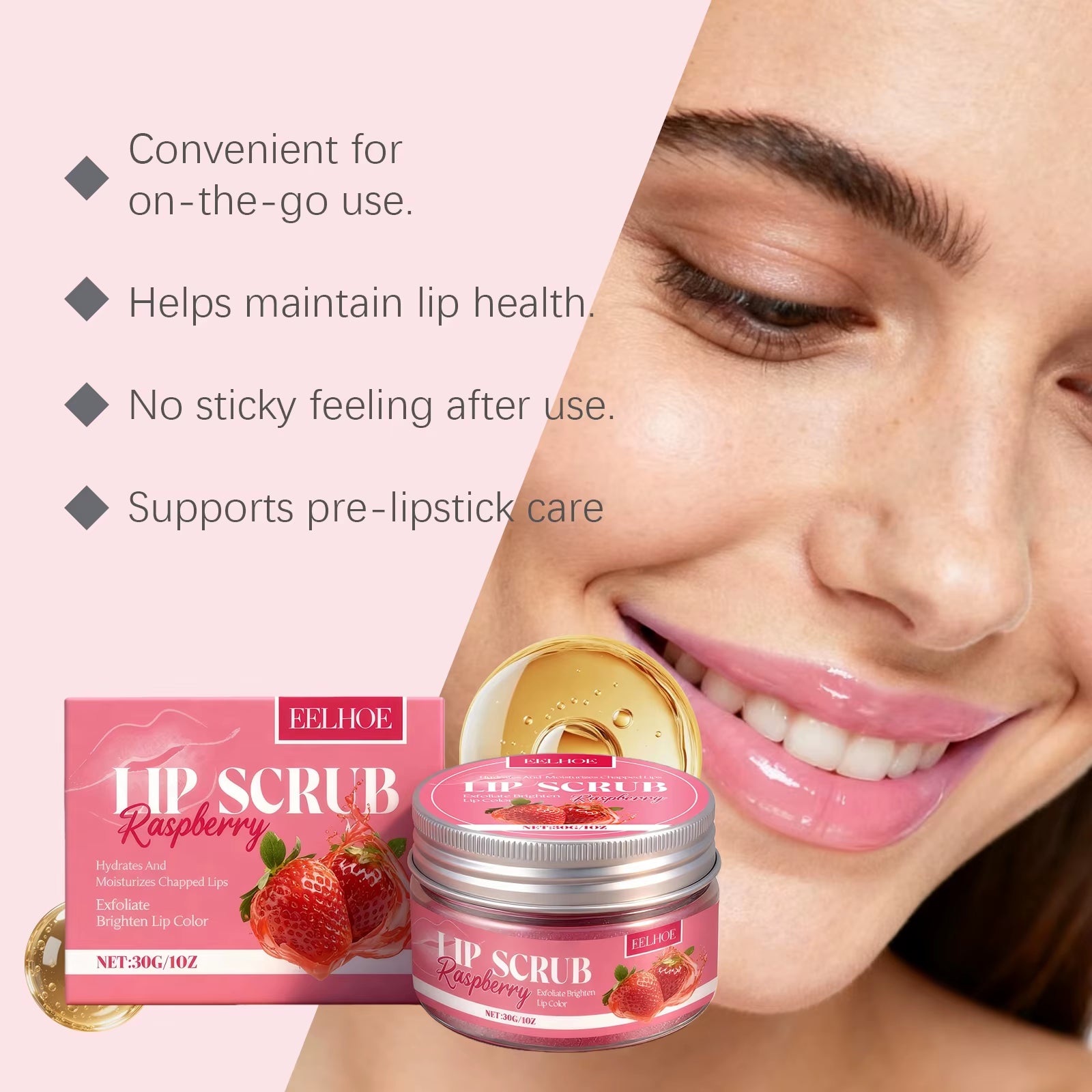 Strawberry Lip Scrub Exfoliating Preventing Drying Cracking Improve moisturizing Brightening Lip Care