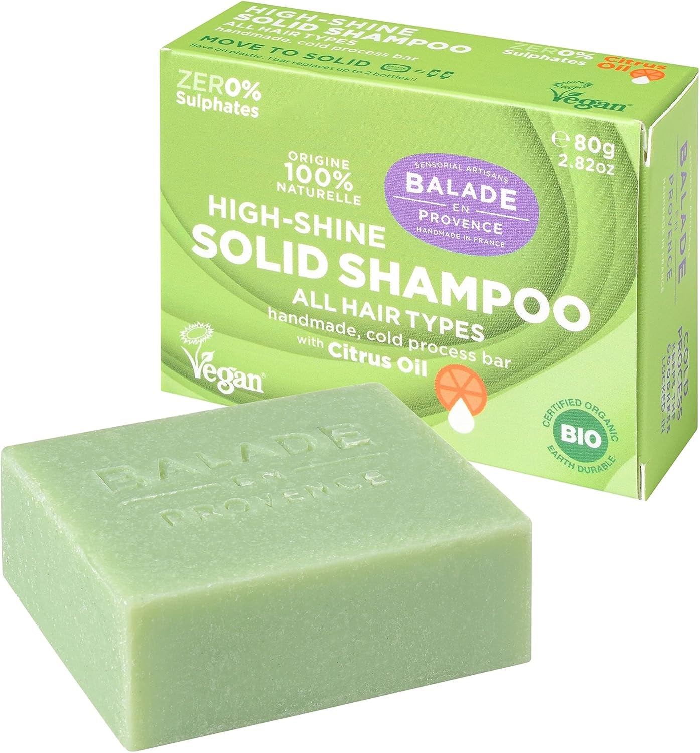 High Shine Organic Solid Shampoo Bar | for All Hair Types | Citrus Scent | 80G