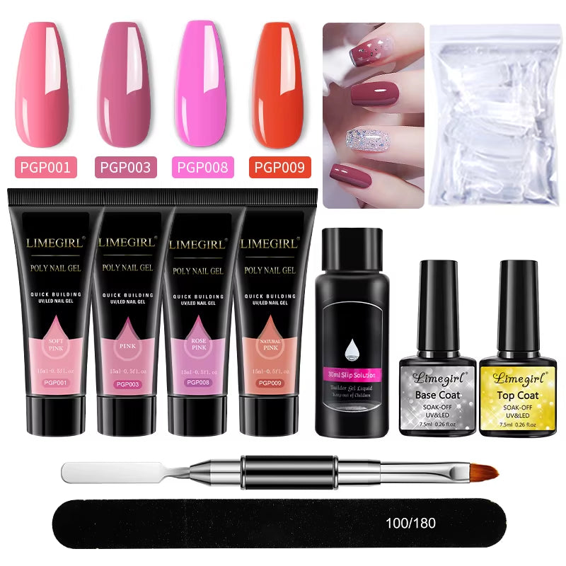 Nail Art Limegirl Kit Poly Nail Gel Extending Soaking Gel Kit Nail Art Acrylic Gel Varnish Kit
