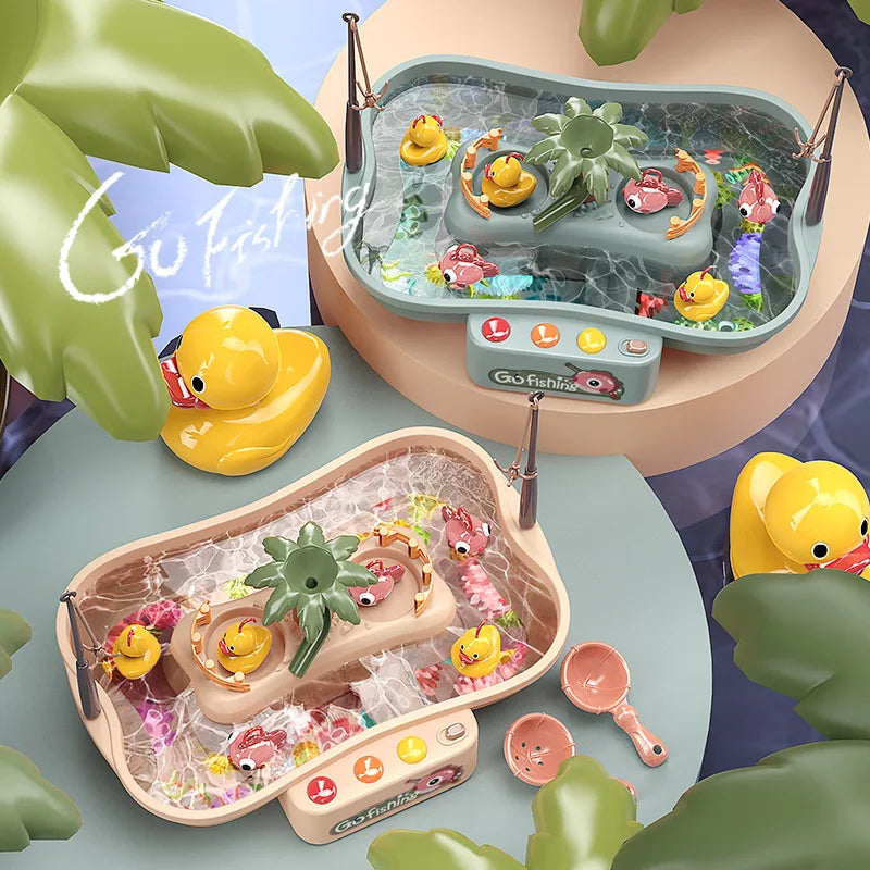Electric Fishing Toy Set with Music and Lights - Water Play Game for Children