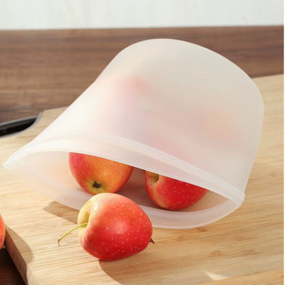Silicone Food Storage Bag Reusable Stand up Zip Bag Fresh-Keeping Fruit Sealed
