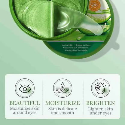60Pcs Aloe Vera Collagen Eye Mask anti Dark Circles Removal Eyes Bags Moisturizing - EditWell