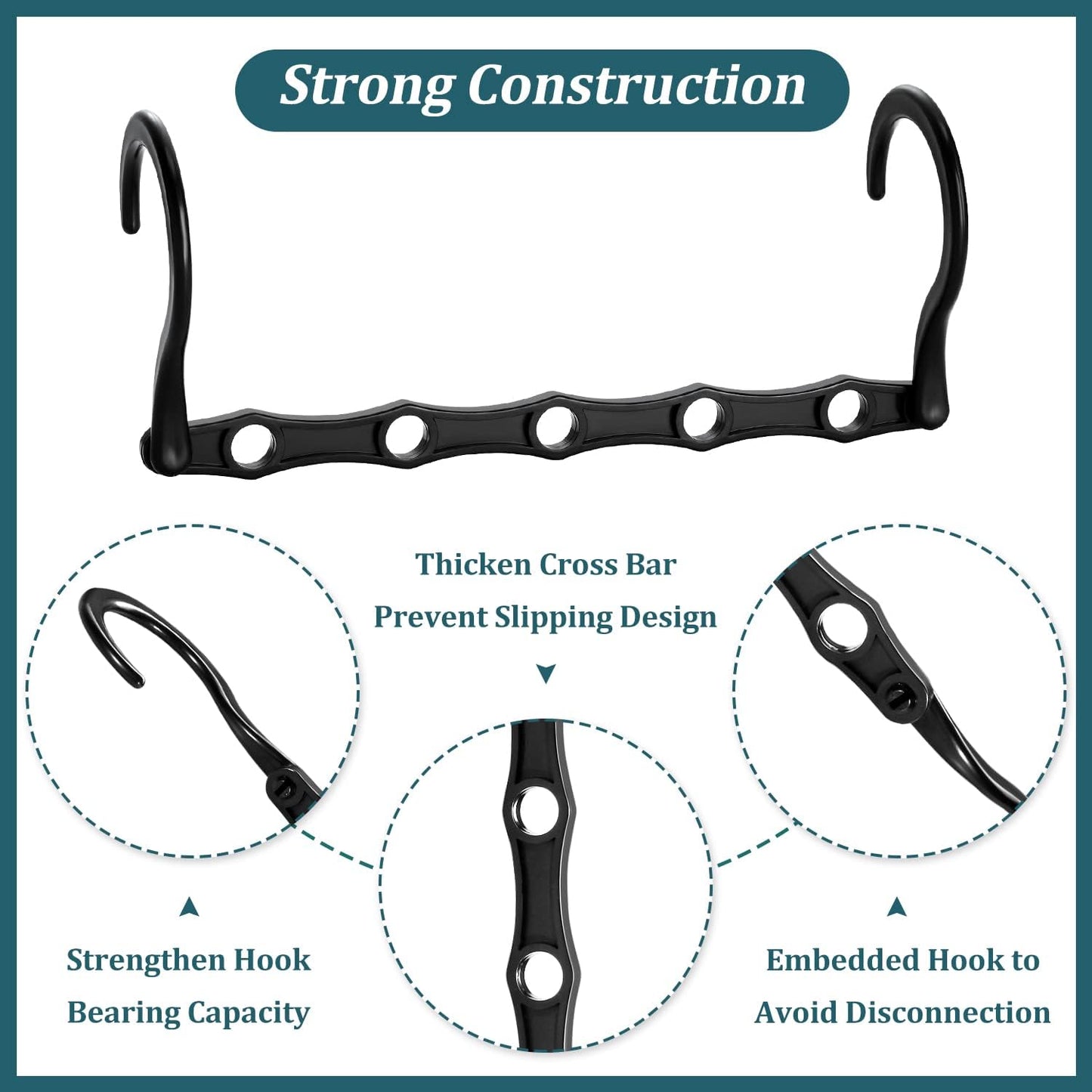 6 Pack Black Space Saving Hangers, Magic Hangers, Closet Organizers