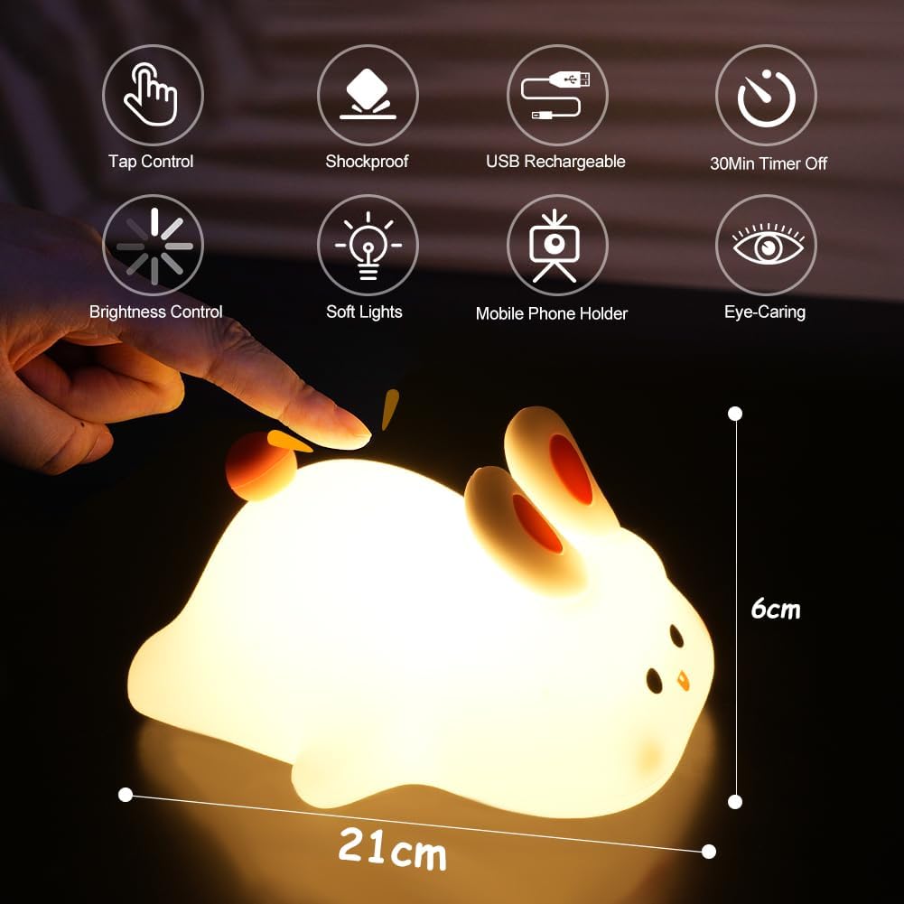 Bunny Baby Night Light, Portable LED Baby Night Light Kids Night Lamp, Bedroom Decor