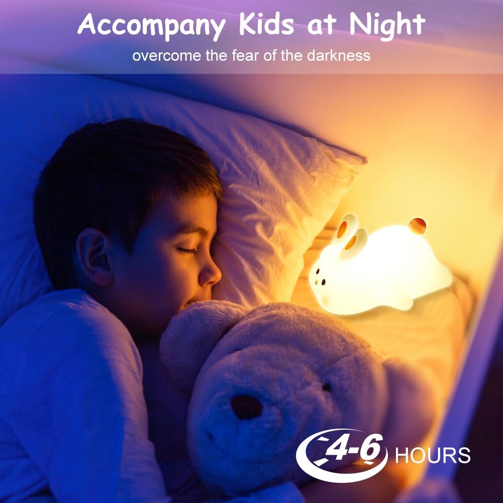 Bunny Baby Night Light, Portable LED Baby Night Light Kids Night Lamp, Bedroom Decor