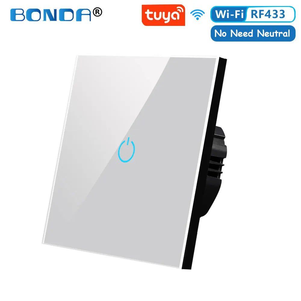 Smart Switch Alexa RF433 No Neutral Tuya Control Works with Touch Switches