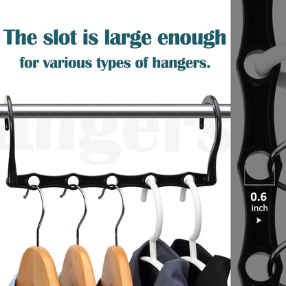 6 Pack Black Space Saving Hangers, Magic Hangers, Closet Organizers
