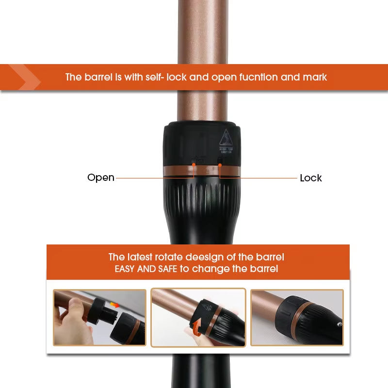 5 in 1 Curling Wand Sets with 3 Barrel Hair Waver, Dual Voltage , Instant Heating