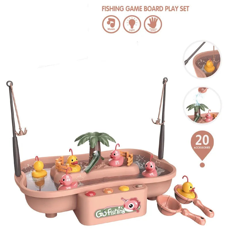 Electric Fishing Toy Set with Music and Lights - Water Play Game for Children