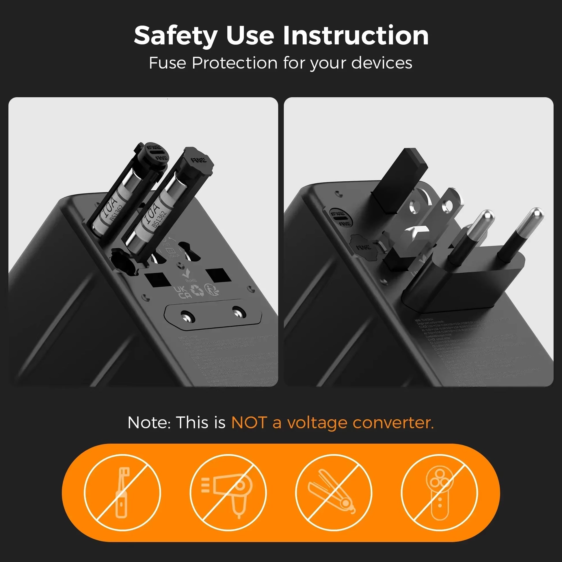 100W Gan Universal Travel Adapter with USB &Type C Fast Charging International Plug Adapter