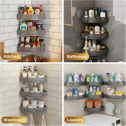 3-Tier No-Drill Storage Caddy with Hooks&Towel Bar,Organizing Solution for Bathroom,Shower&Kitchen