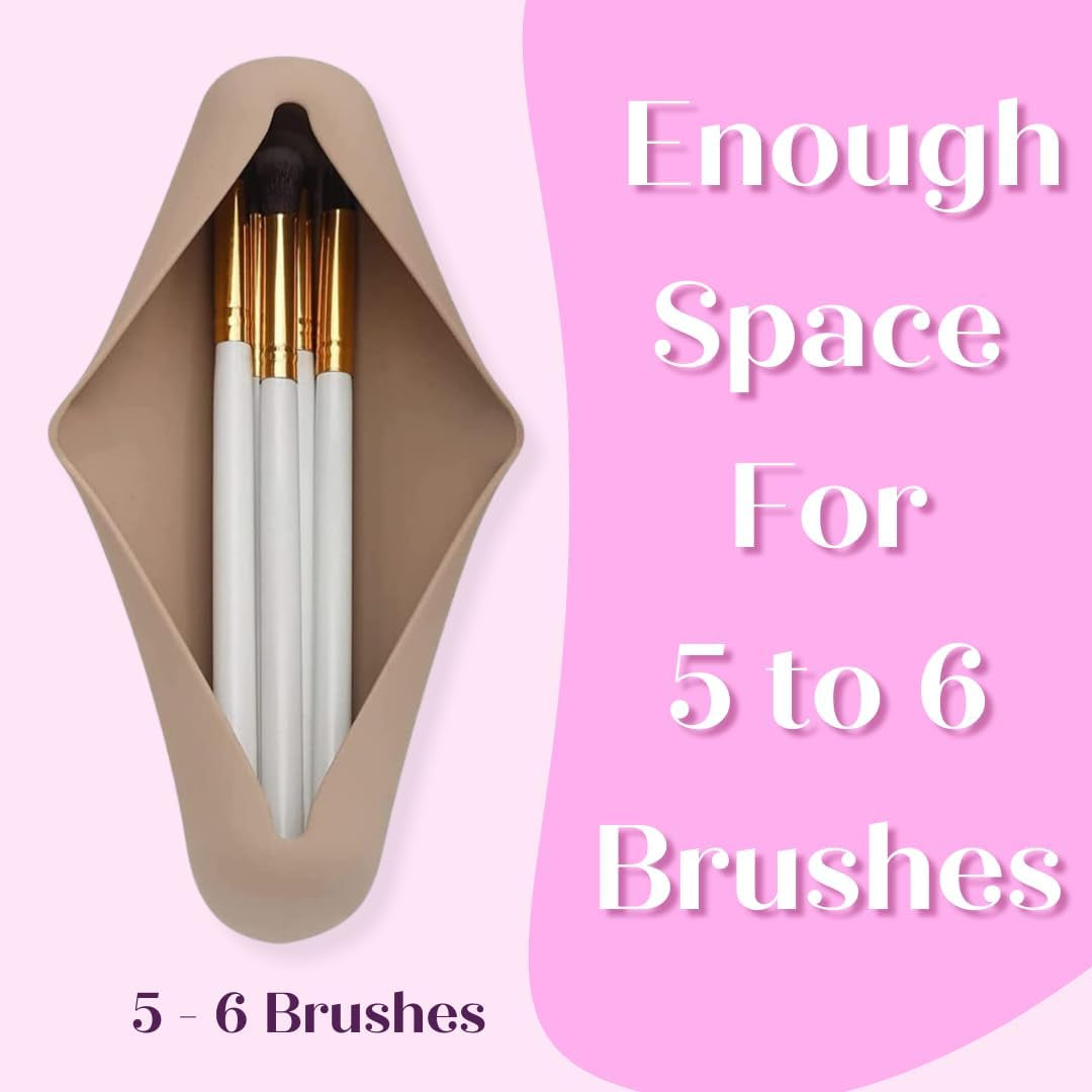 Silicone Makeup Brush Holder, Soft Silicone Makeup Organize Portable Make up Bag