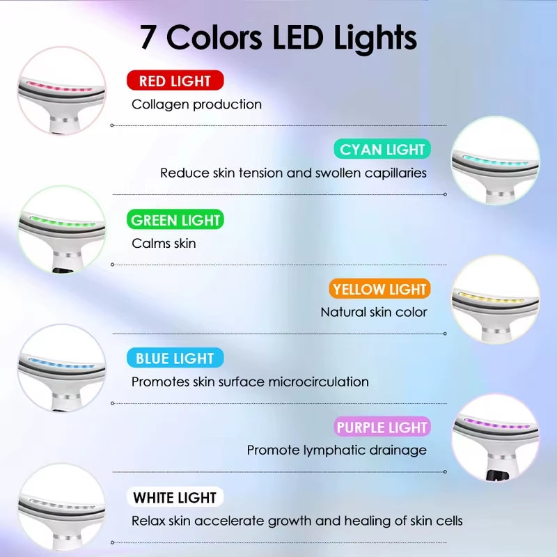 7 Colors LED Lights Face Neck Beauty Device Vibration Massage Improve Neck Lines - EditWell
