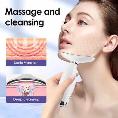 7 Colors LED Lights Face Neck Beauty Device Vibration Massage Improve Neck Lines - EditWell