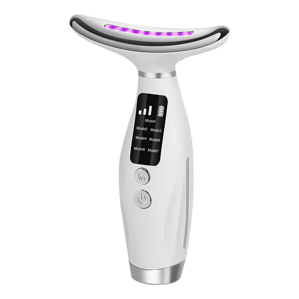 7 Colors LED Lights Face Neck Beauty Device Vibration Massage Improve Neck Lines - EditWell