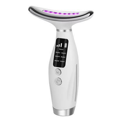 7 Colors LED Lights Face Neck Beauty Device Vibration Massage Improve Neck Lines - EditWell