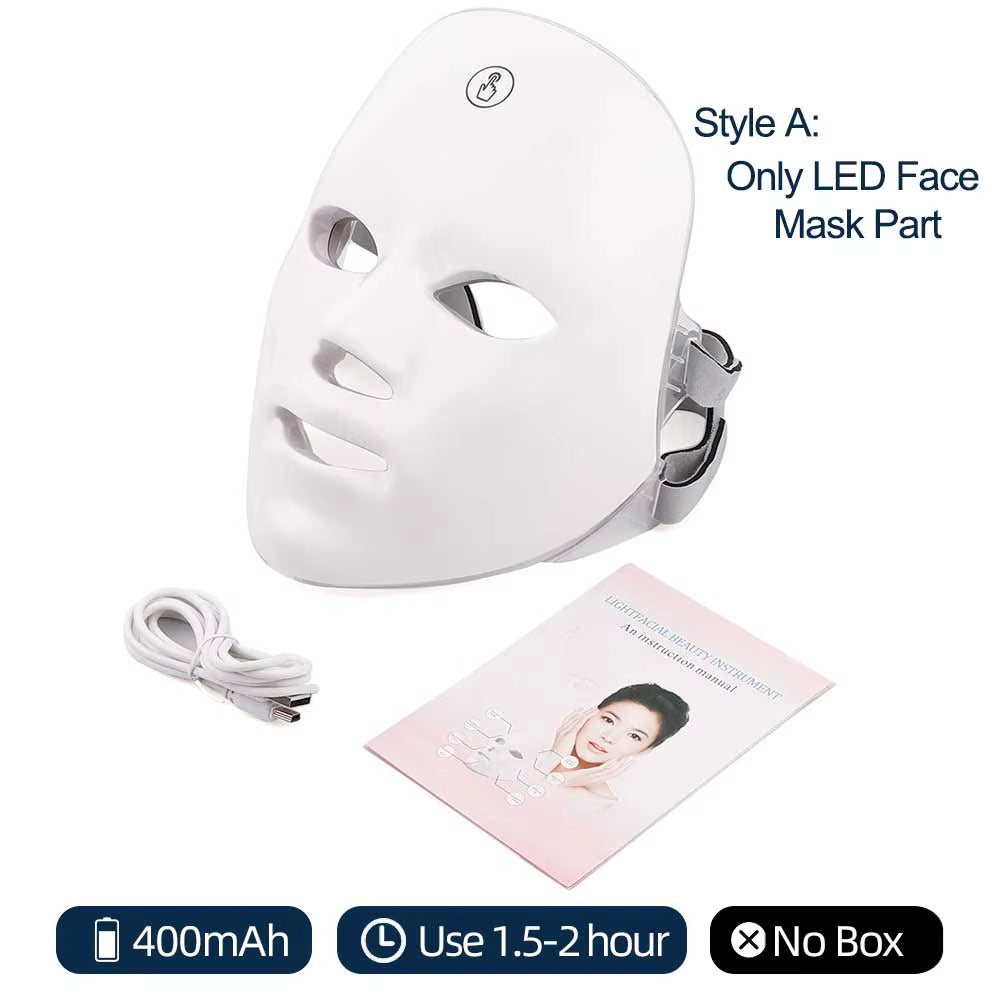 7 Colors Led Facial Mask with Neck Red Light Therapy Mask for Skin Tightening - EditWell