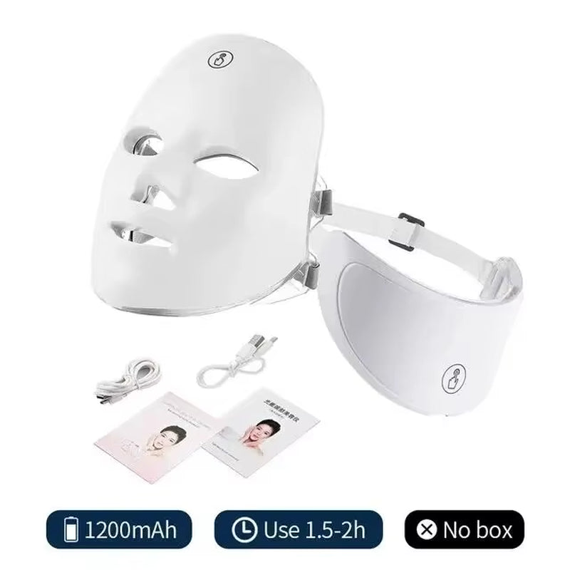 7 Colors Led Facial Mask with Neck Red Light Therapy Mask for Skin Tightening - EditWell