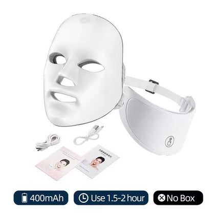 7 Colors Led Facial Mask with Neck Red Light Therapy Mask for Skin Tightening - EditWell