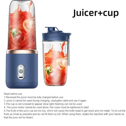 6 Color 400Ml Portable USB Blender Electric Travel Juicer Cup for Smoothie Milkshake Kitchen Mini Mixer Tool