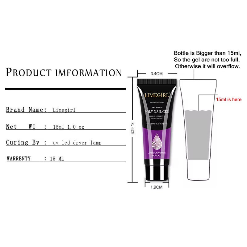 Nail Art Limegirl Kit Poly Nail Gel Extending Soaking Gel Kit Nail Art Acrylic Gel Varnish Kit