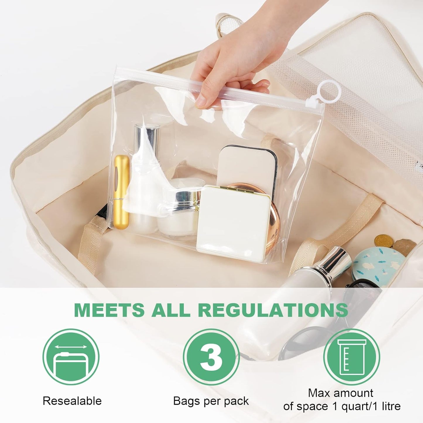 Clear Travel Toiletries Bag, 4 Pcs EVA Waterproof & Leakproof Portable Wash Bags