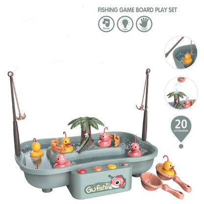 Electric Fishing Toy Set with Music and Lights - Water Play Game for Children