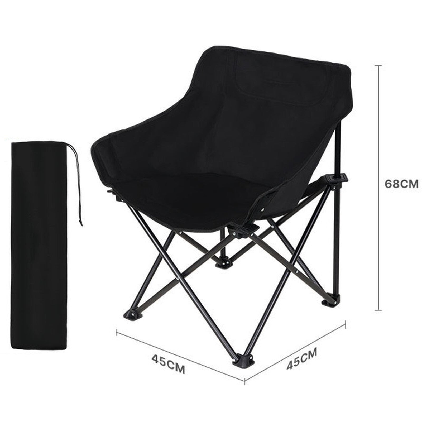 Canvas Camping Chairs 2PC Lightweight Folding Chairs - Pockets & Carry Bag