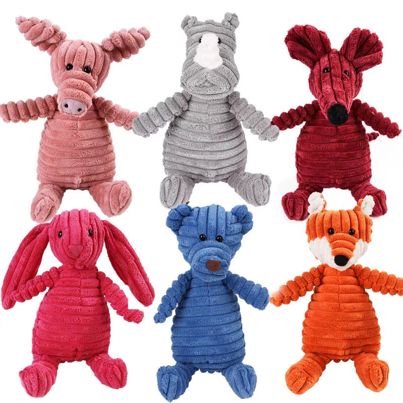 Corduroy Plush Dog Toys - Squeaky and Bite-Resistant Chew Toys for Small and Large Dogs