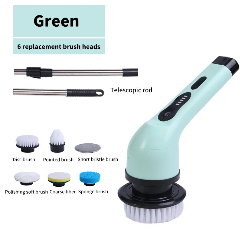 9-in-1 Electric Cleaning Brush and Scrubber for Kitchen and Bathroom Use