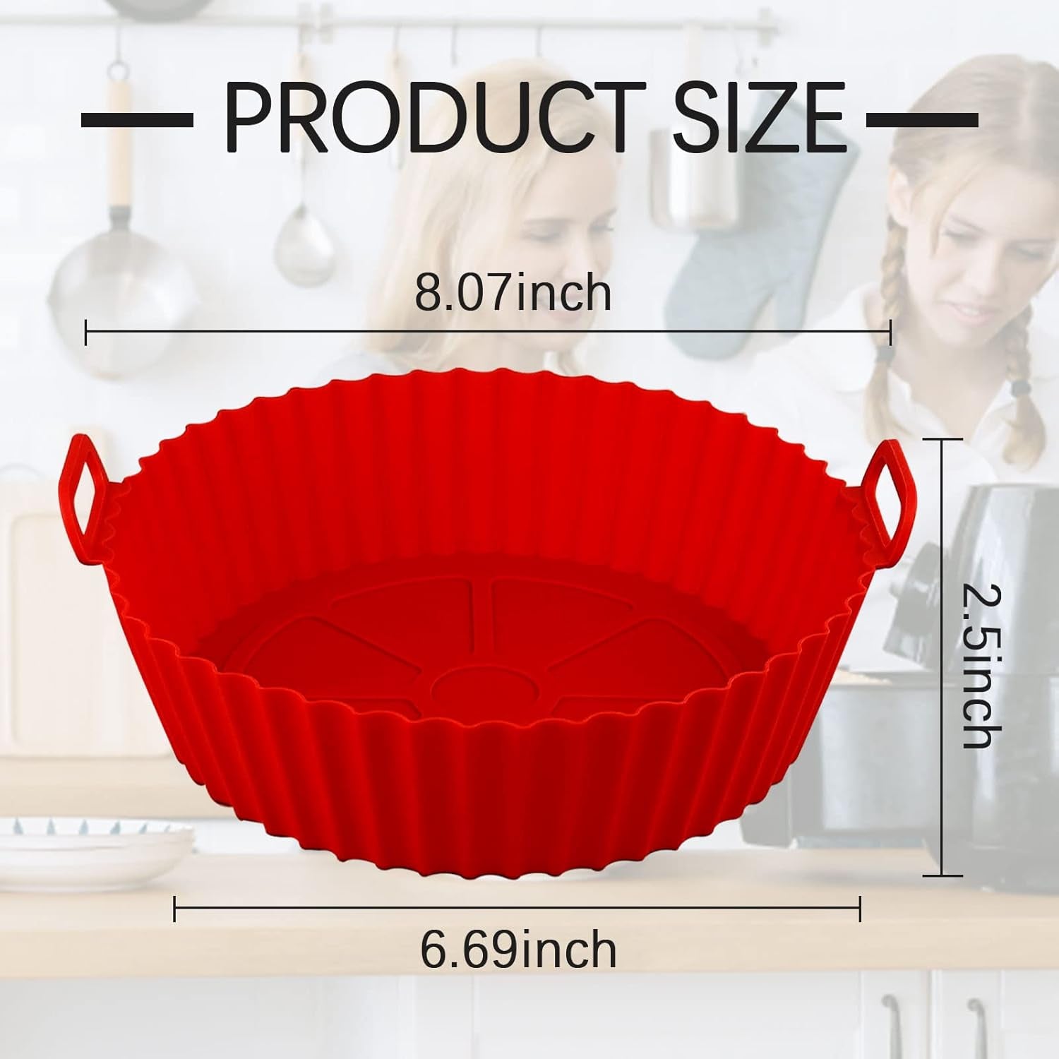 Air Fryer Silicone Liners Pot,8 Inch Air Fryer Basket Liners, Oven Reusable Baking Tray