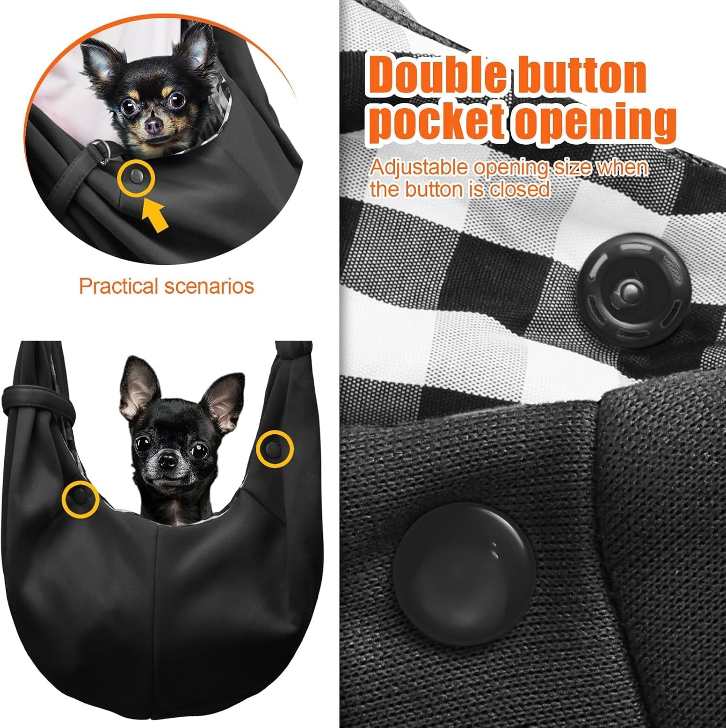 Dog Carrier Sling - Pet Carrier for Small Dogs and Cats,  Snap Closure for Pets