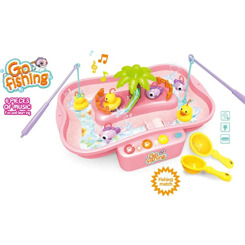Electric Fishing Toy Set with Music and Lights - Water Play Game for Children