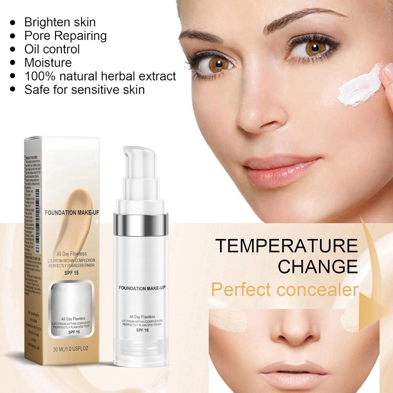 Colour Changing Foundation Makeup,Foundation for Mature Skin,Colour Match Foundation