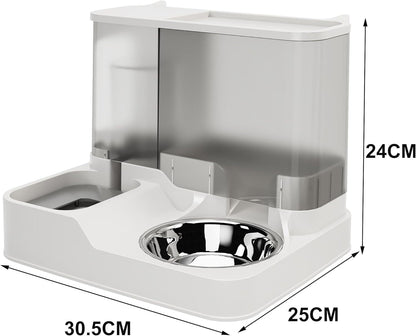 2 In1 Feeder Food Water Dispenser Bowl Automatic Dog Cat Bottle Pet Self Feeding
