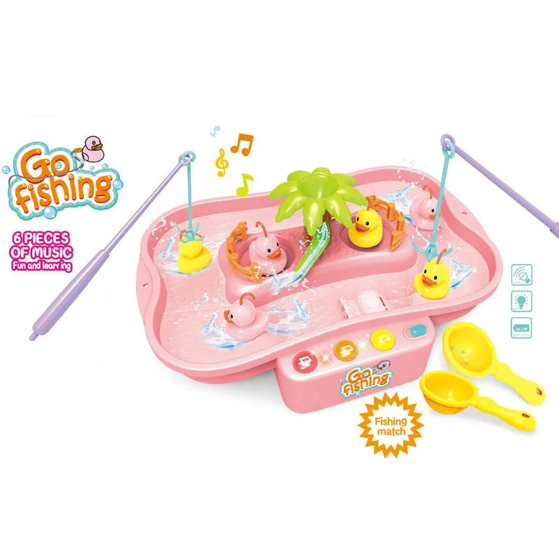 Electric Fishing Toy Set with Music and Lights - Water Play Game for Children