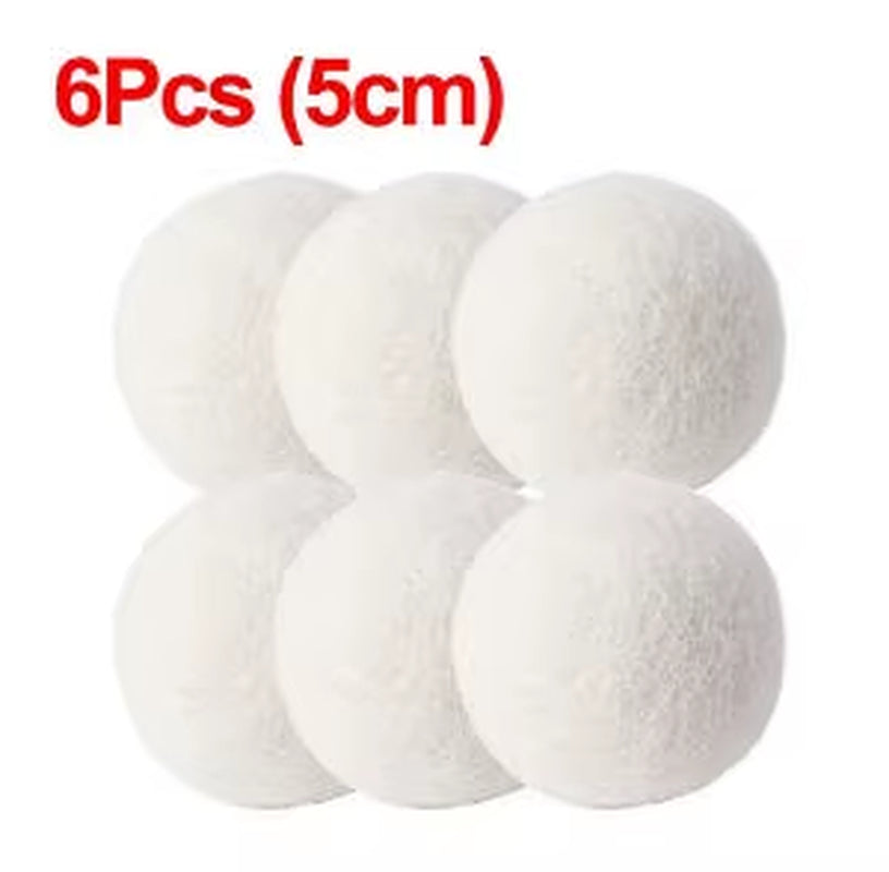 6Pcs Reusable Wool Dryer Balls Clothes Softener Laundry Fleece Dryer Ball Kit