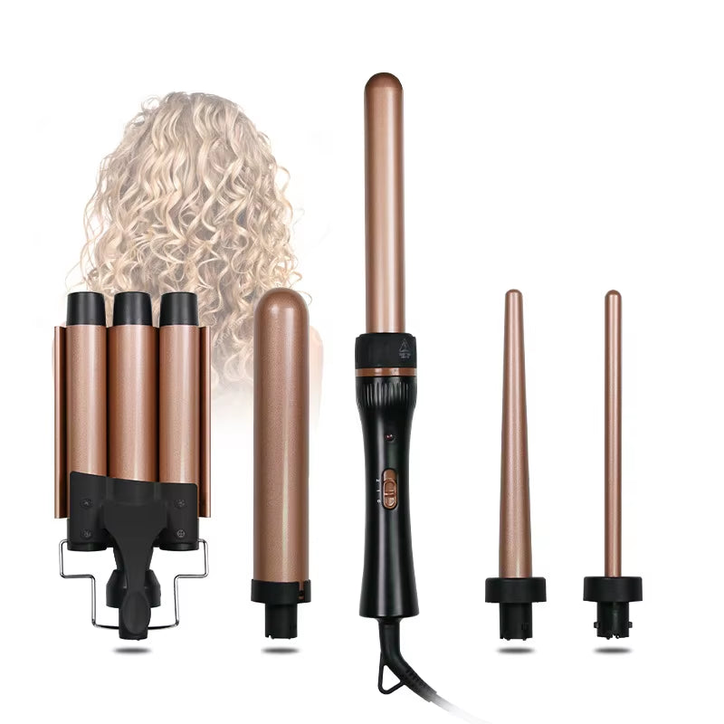 5 in 1 Curling Wand Sets with 3 Barrel Hair Waver, Dual Voltage , Instant Heating