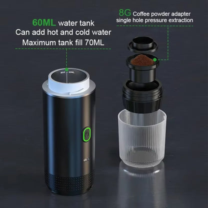 Wireless Electric Portable Espresso Coffee Machine for Car & Home Camping Coffee Maker