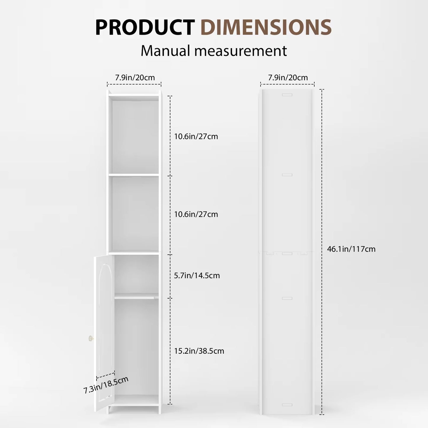 White Storage Cabinet, Waterproof Tall Bathroom Cabinet, Bedroom,Livingroom,Home Furniture